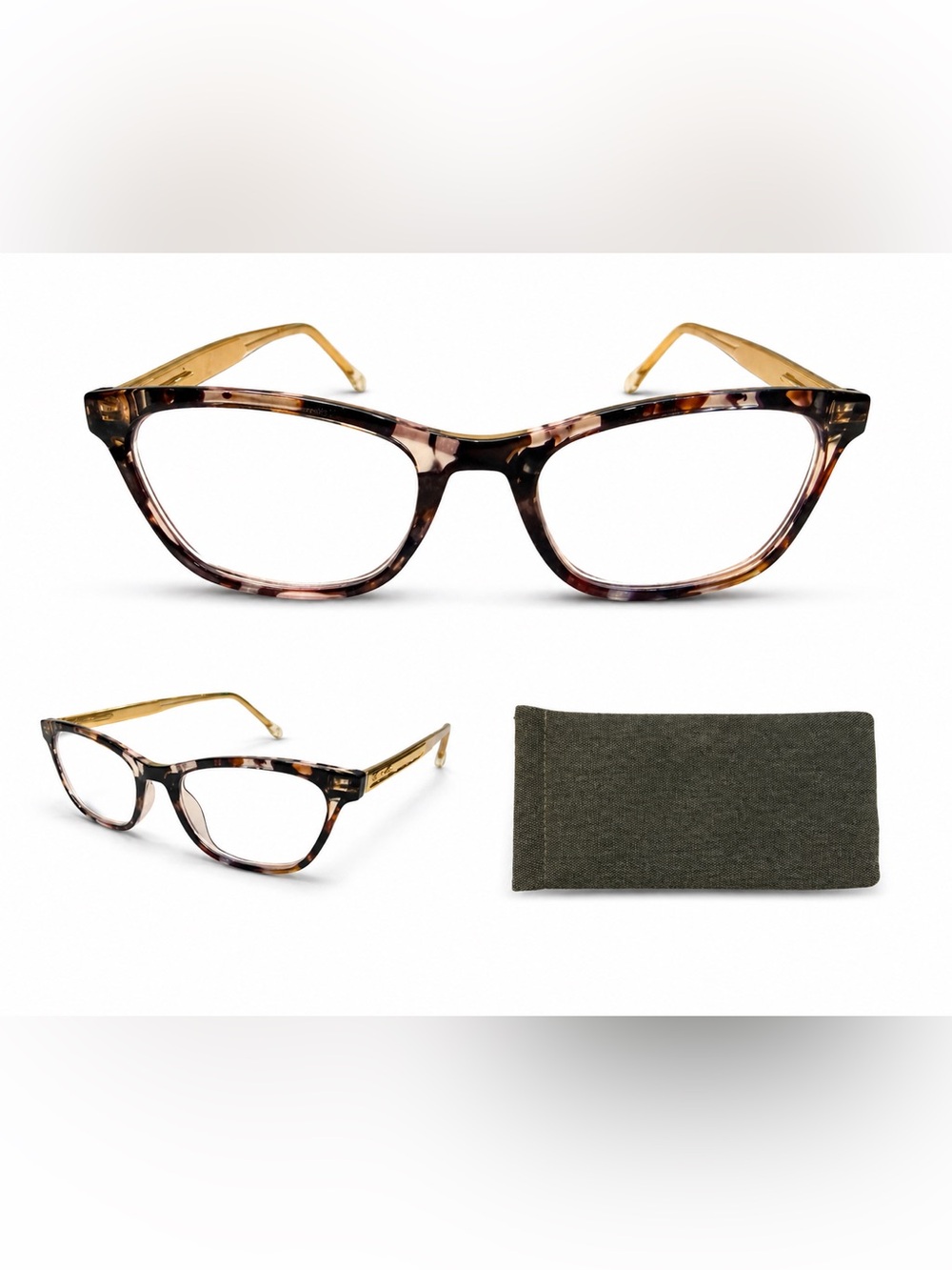 Peepers Readers +3.0 Tortoise Shell Cheaters Gold Temples Includes Case
